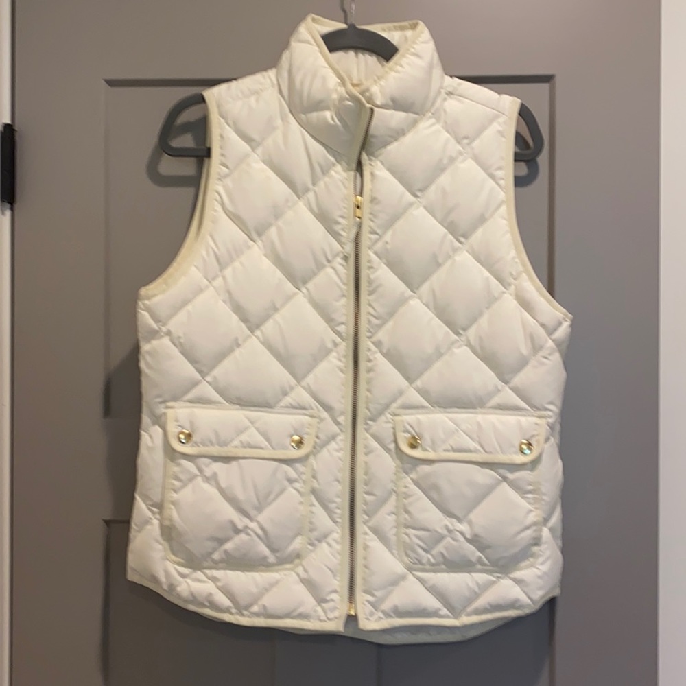 J. Crew Off-White Quilted Down Puff Vest